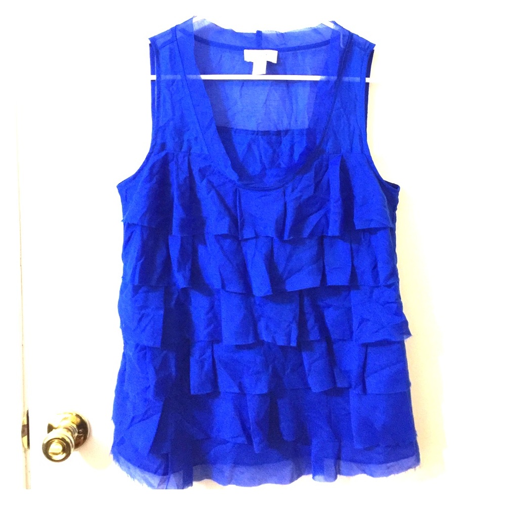 Gorgeous Royal Blue Ruffled Sleeveless Top